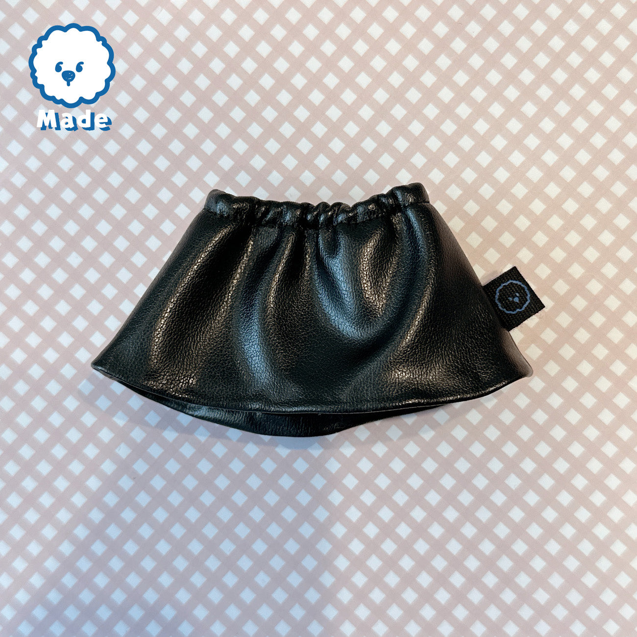 [AOYAMA KONGBANG Original] Black Faux Leather Skirt (for Mini Plushie)